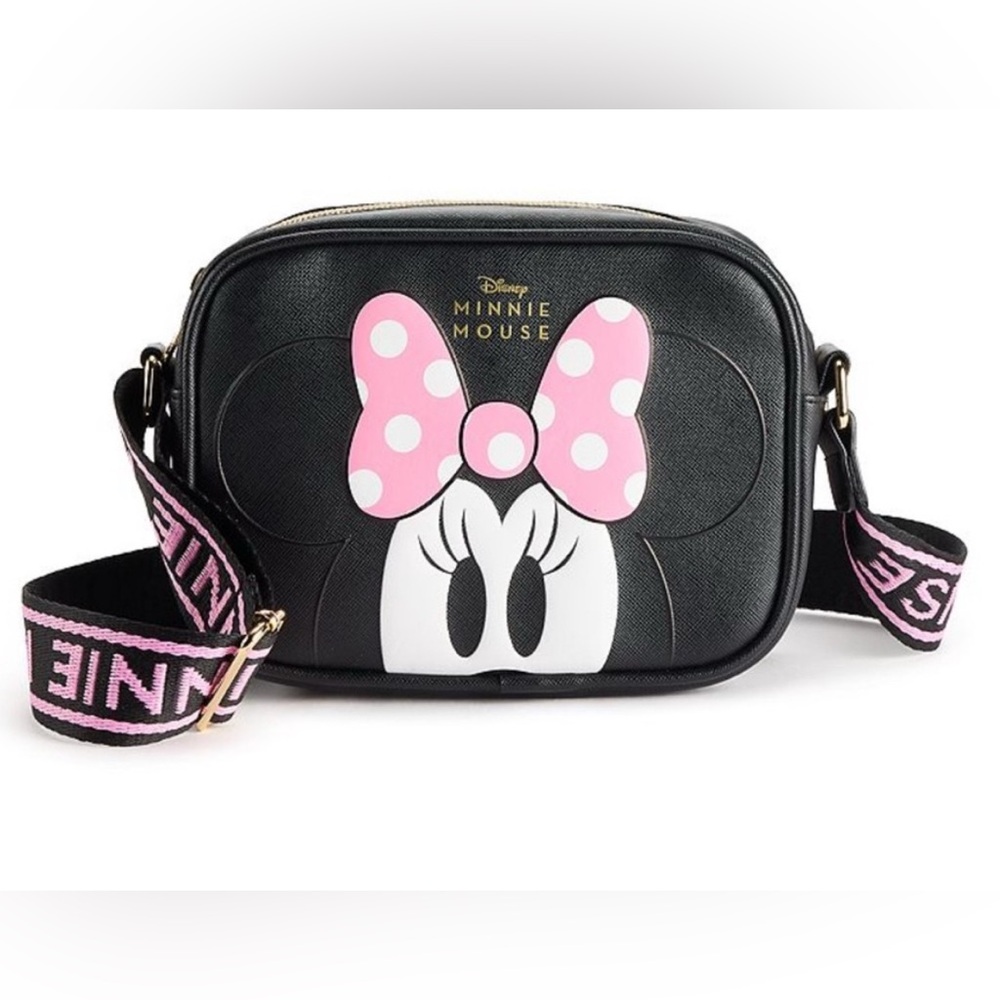 New Disney Minnie Mouse Black and Pink Crossbody Bag